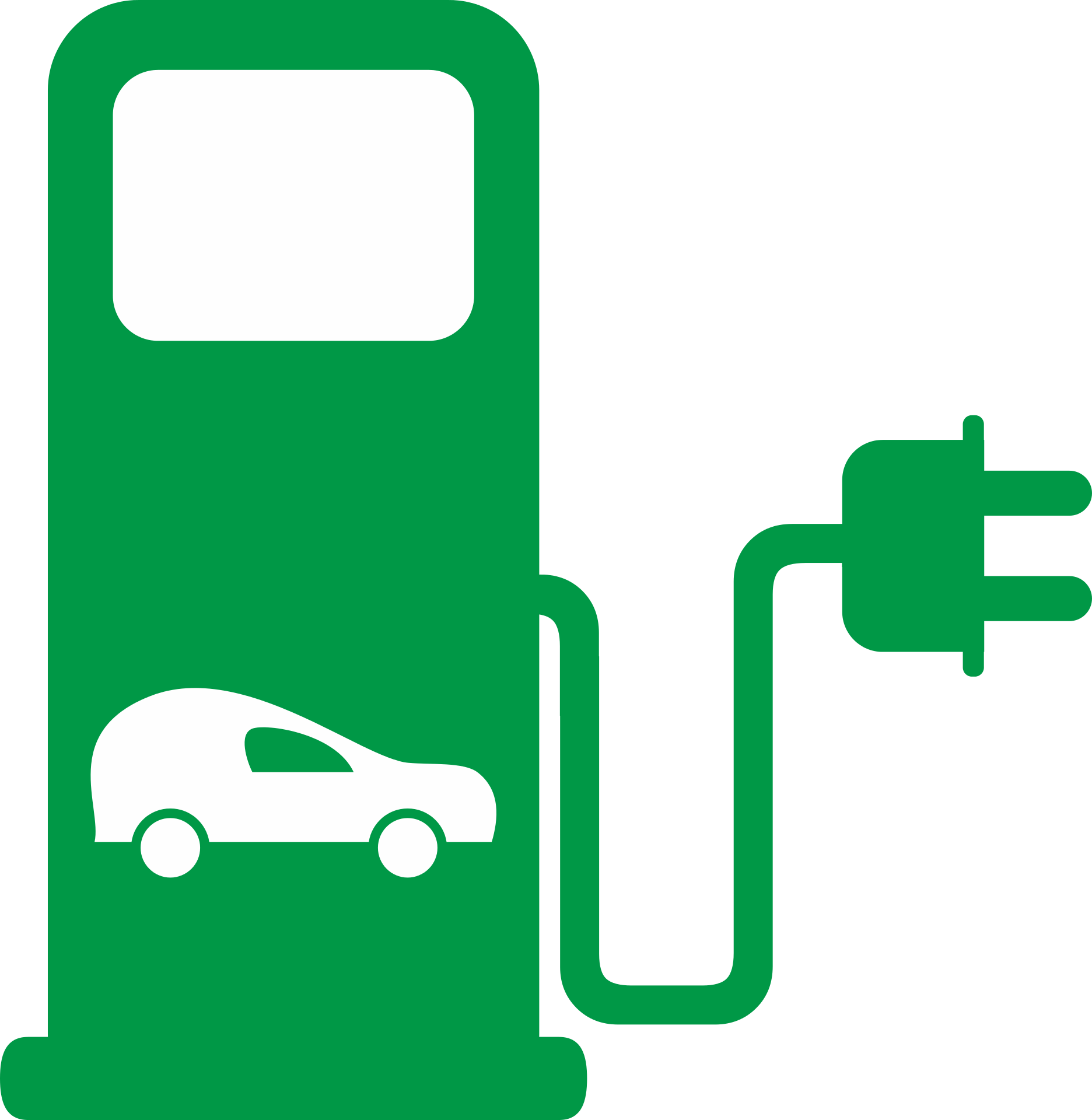 Eine grüne Ladesäule für ein Elektroauto