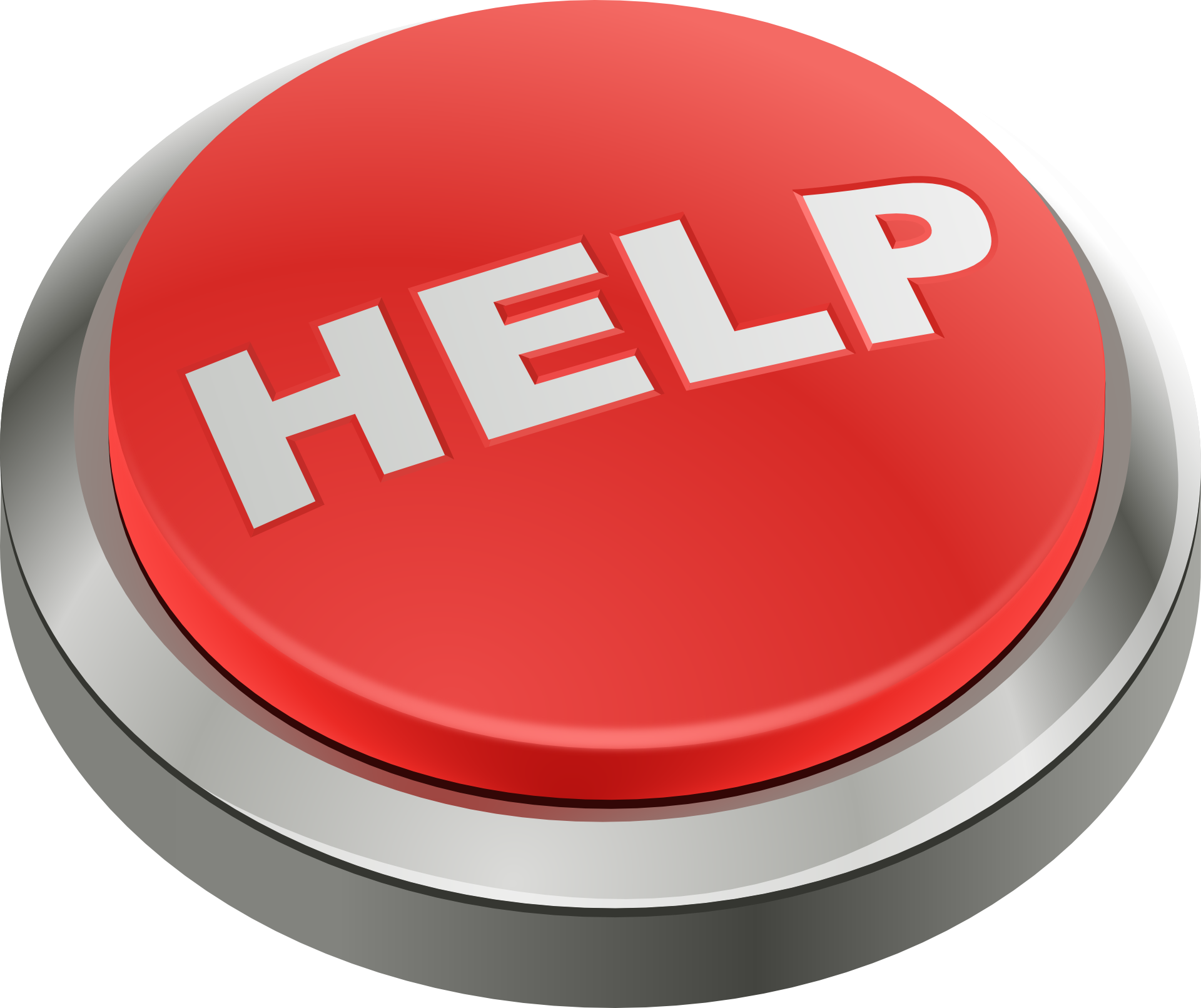 Ein roter Knopf mit der Aufschrift HELP (engl. für Hilfe)