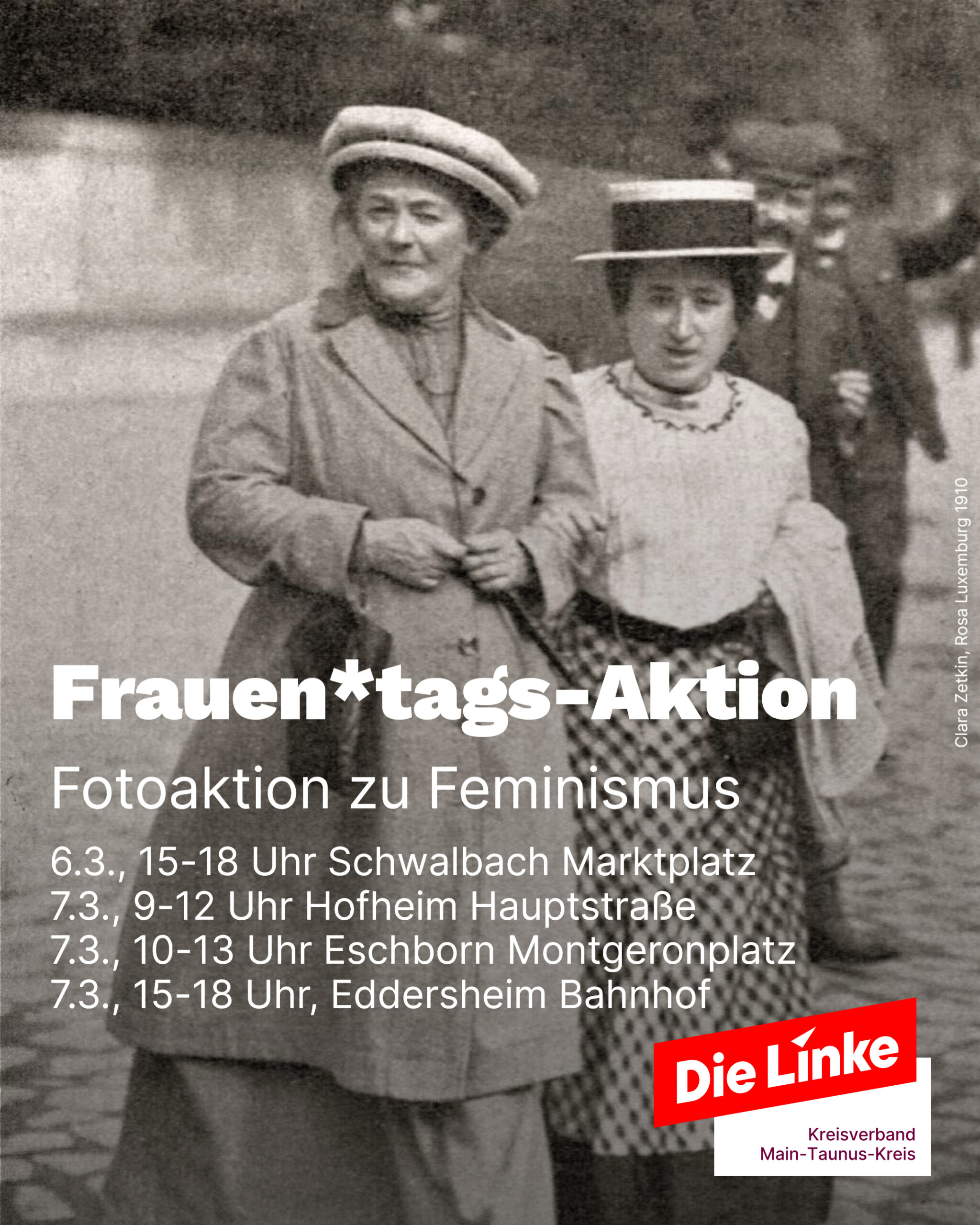 Das Bild zeigt Clara Zetkin und Rosa Luxemburg im Jahr 1910